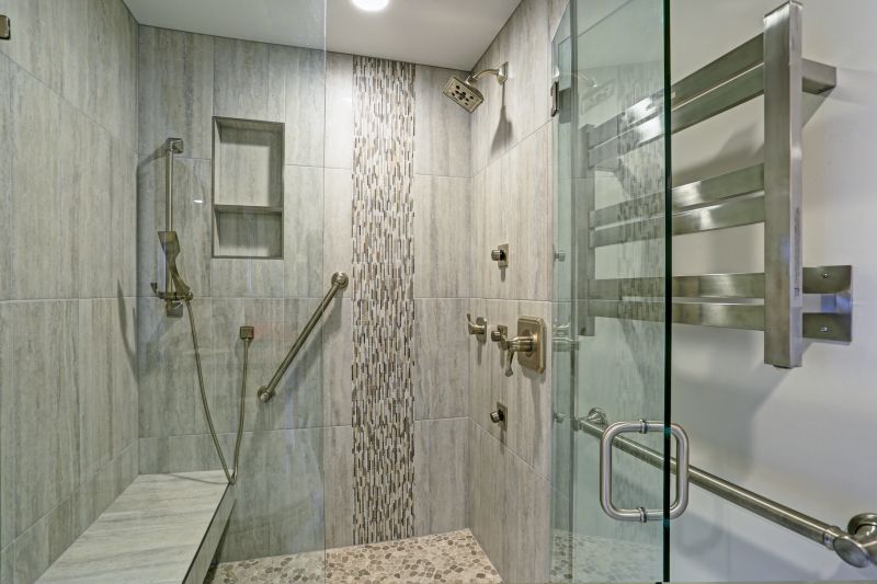 Contemporary Shower with Natural Stone